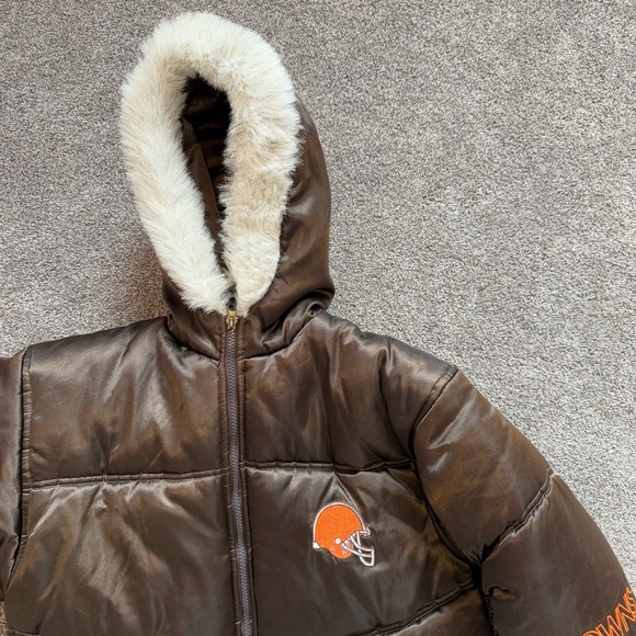 Brown NFL Puffer Jacket with Logo youth size XL - Picture 2 of 10